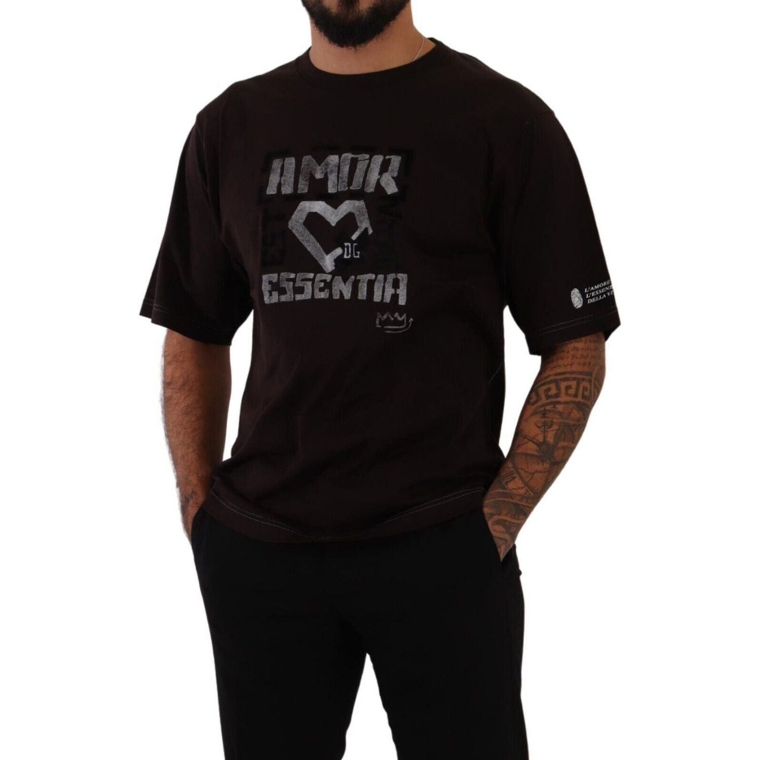 Dolce & Gabbana Bordeaux Cotton L-Amore Print Crewneck T-shirt