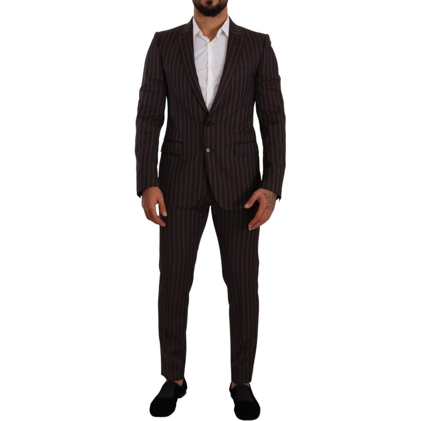 Dolce & Gabbana Bordeaux MARTINI Striped Slim Fit 2 Piece Suit KOS1928 - 48