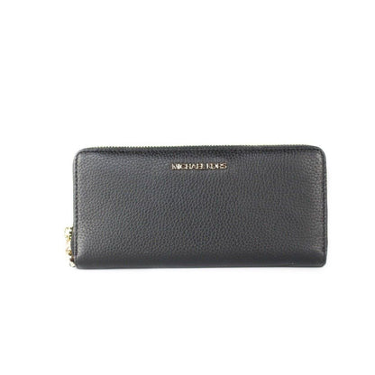 Michael Kors Jet Set Travel Large Black Pebble Leather Continental Wrist Wallet