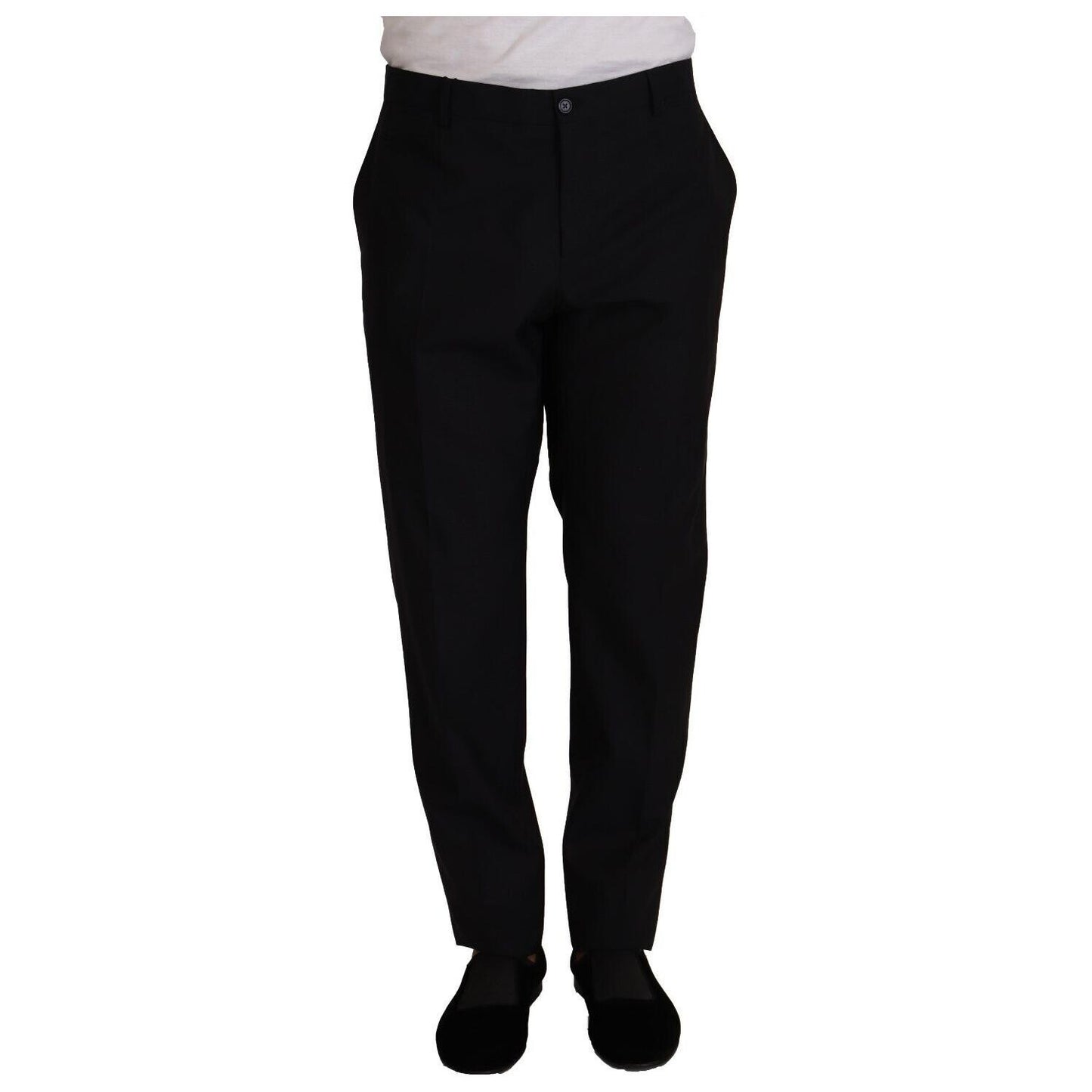 Dolce & Gabbana Blue Wool Silk Formal Trouser Dress Pants