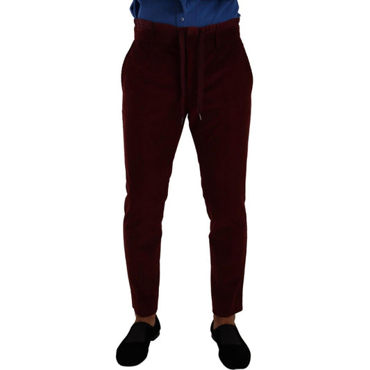 Dolce & Gabbana Bordeaux Velvet Mens Formal Trouser Dress Pants PAN72841 - 48