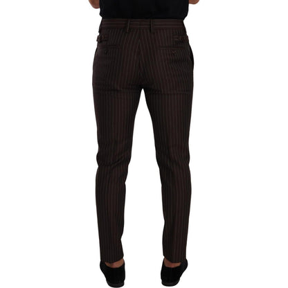 Dolce & Gabbana Brown Striped Wool Formal Trouser Dress Pants