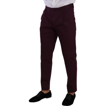 Dolce & Gabbana Purple Cotton Tapered Chinos Dress Pants