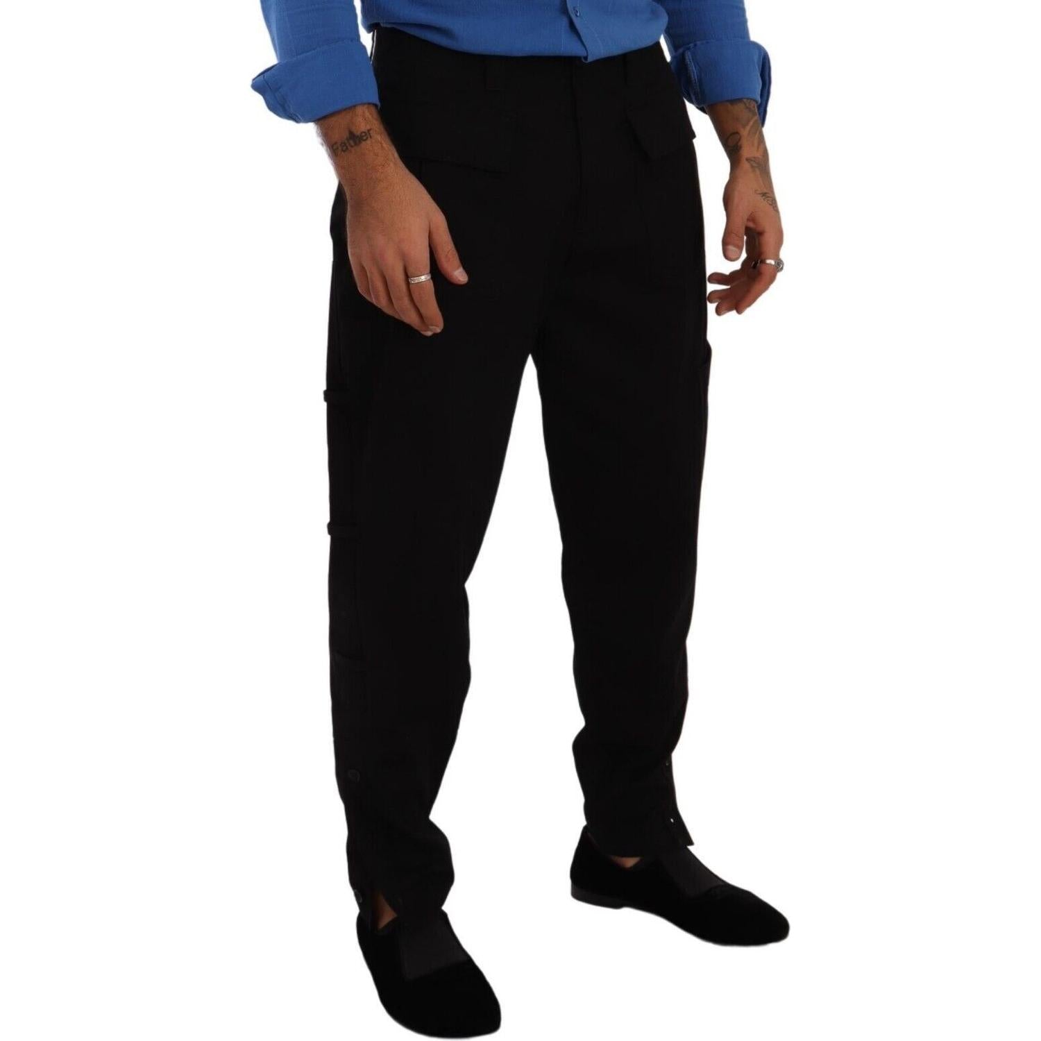 بنطلون كارجو أسود أنيق من دولتشي آند غابانا مع تصميم مريح قابل للتمدد