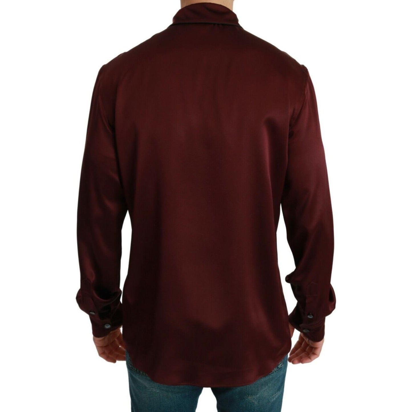 Dolce & Gabbana Bordeaux Silk Pajama Casual Shirt TSH4616- 40