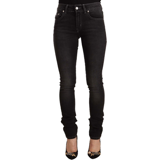 GF Ferre Black Washed Mid Waist Cotton Denim Skinny Jeans PAN72214 - 26