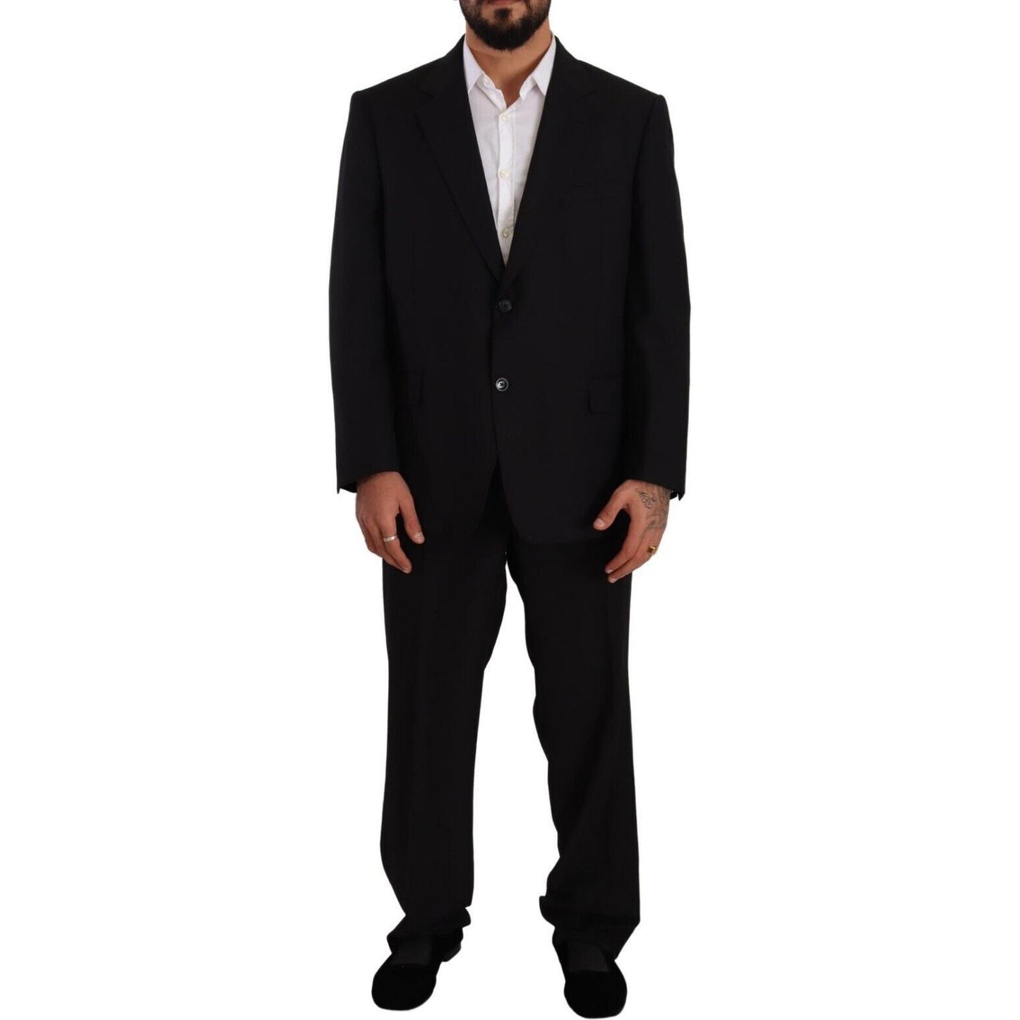 Domenico Tagliente Black Polyester Single Breasted Formal Suit KOS1966 - 55