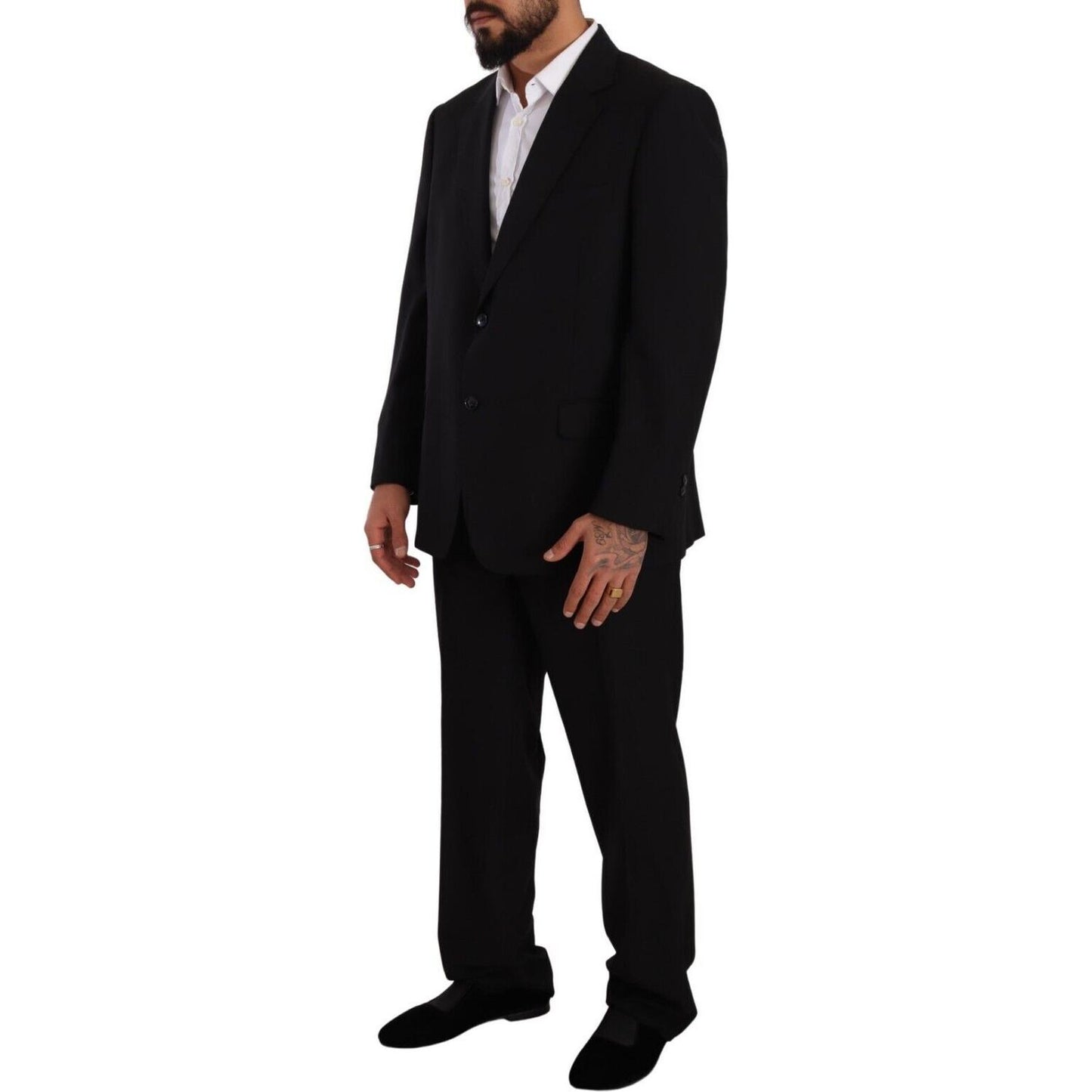 Domenico Tagliente Black Polyester Single Breasted Formal Suit KOS1966 - 55