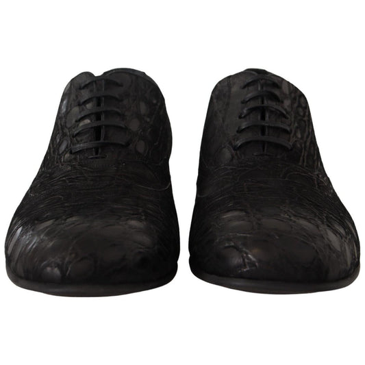 Dolce & Gabbana Black Caiman Leather Mens Oxford Shoes MV4523 - 44