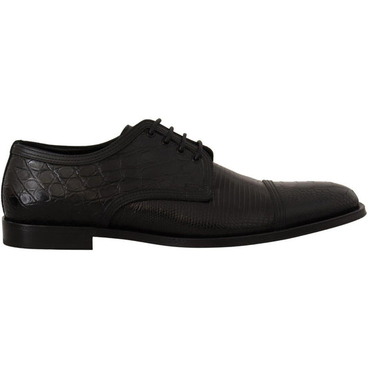 Dolce & Gabbana Black Exotic Leather Lace Up Formal Derby Shoes MV4494 - 44