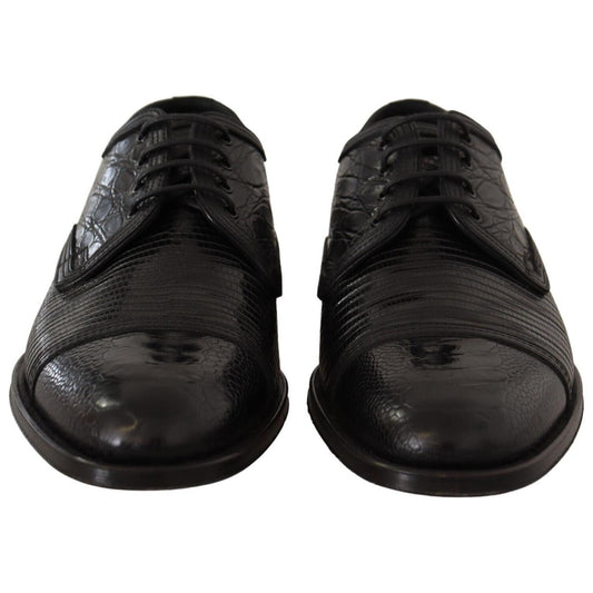 Dolce & Gabbana Black Exotic Leather Lace Up Formal Derby Shoes MV4494 - 44