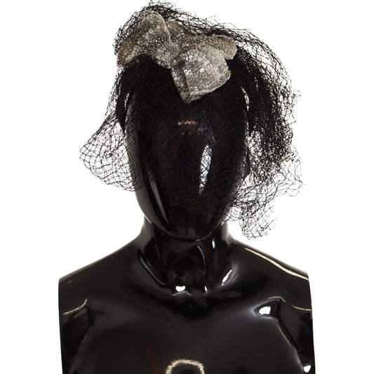 Dolce & Gabbana Black Logo Sequined Fascinator Diadem Headband SMY100876