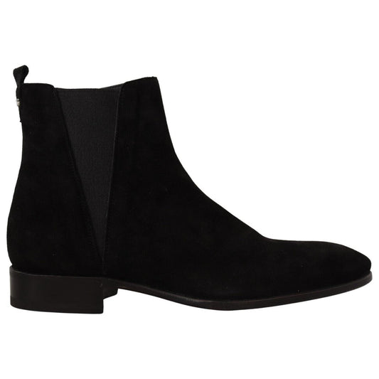 Dolce & Gabbana Black Suede Leather Chelsea Mens Boots Shoes MV4480 - 41