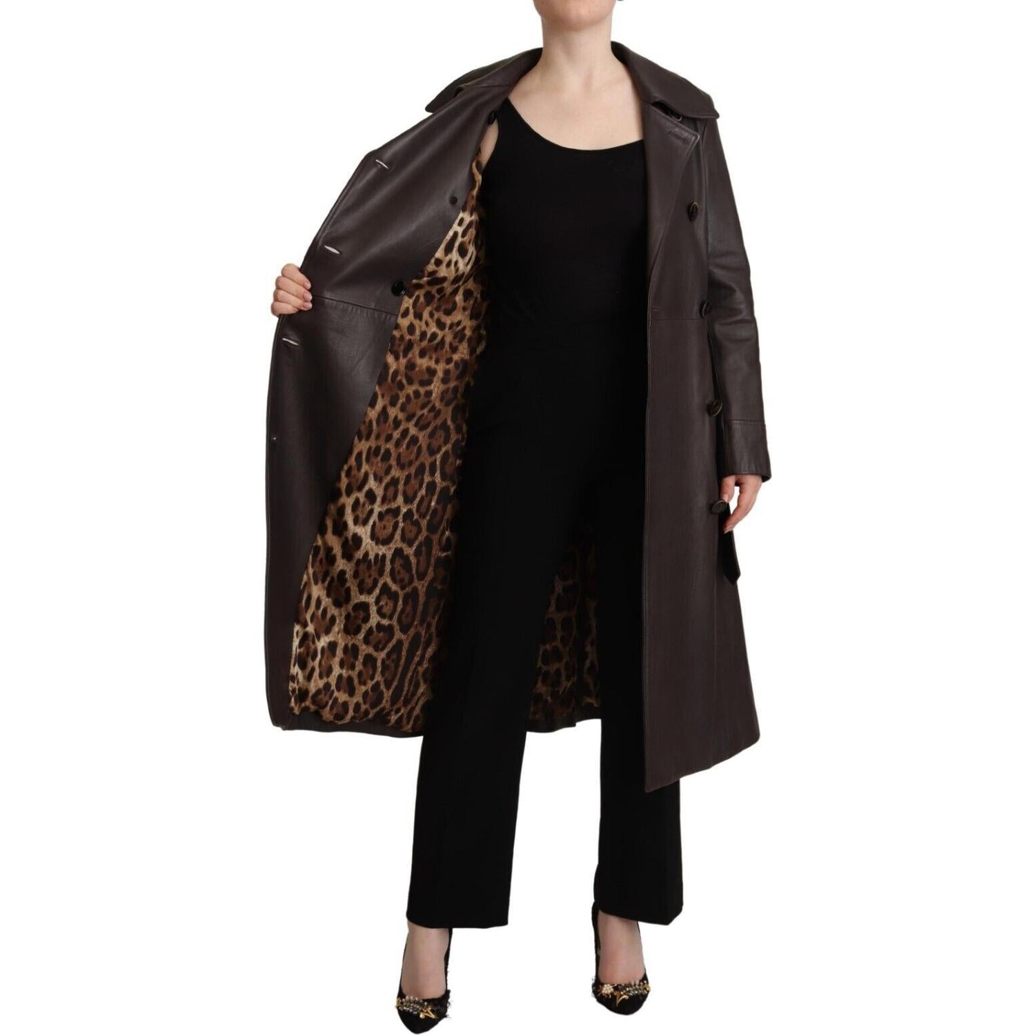 معطف أنيق من جلد الحمل مزدوج الصدر من دولتشي آند غابانا