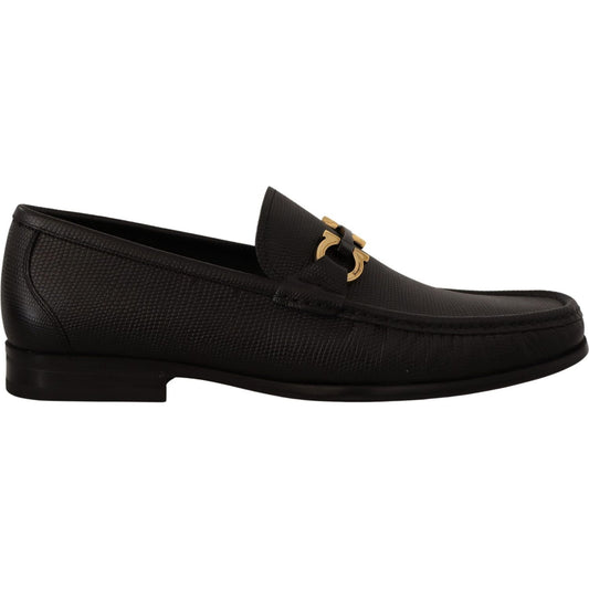 Salvatore Ferragamo Elegant Black Calf Leather Loafers 8057553791802