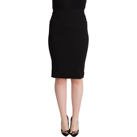 Dolce & Gabbana Black High Waist Knee Length Pencil Cut Skirt SKI1881 - 40