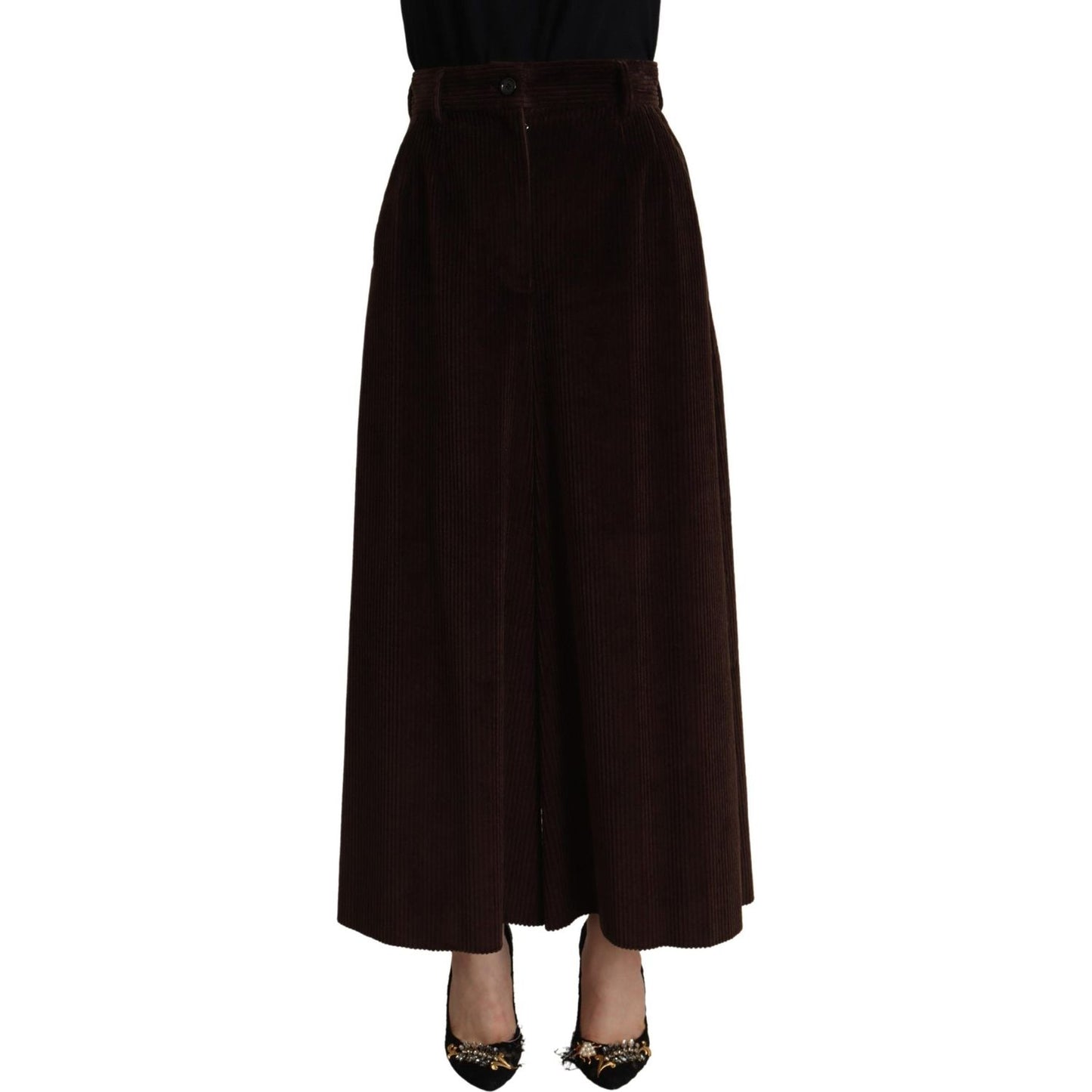 Dolce & Gabbana Bordeaux Corduroy Cotton Trouser Wide Leg Pants