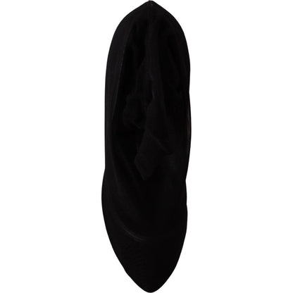 Dolce & Gabbana Black Tulle Stretch Boots Pumps Shoes