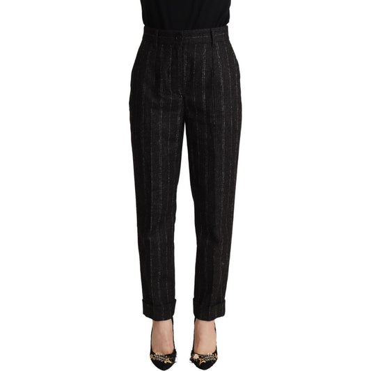 Dolce & Gabbana Black Striped High Waist Tapered Pants PAN72826 - 38