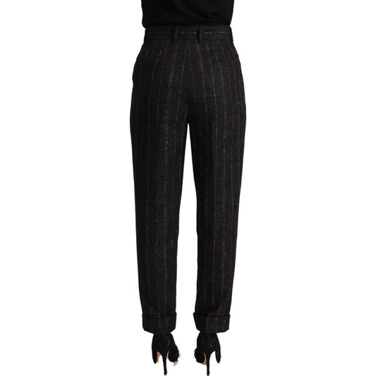 Dolce & Gabbana Black Striped High Waist Tapered Pants PAN72826 - 38