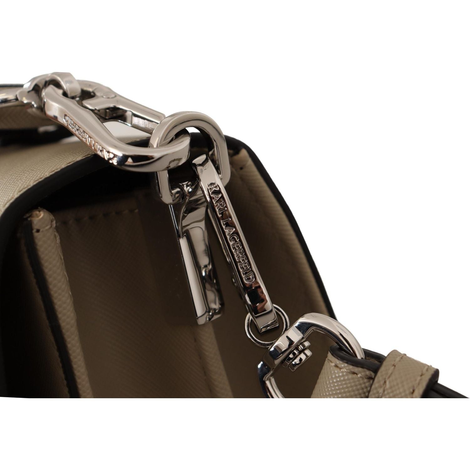 حقيبة كتف أنيقة باللون الأخضر الفاتح من كارل لاغرفيلد بحزامين