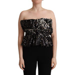 Aniye By Black Sequined Polyester Strapless Cocktail Blouse Top TSH7635 - 42