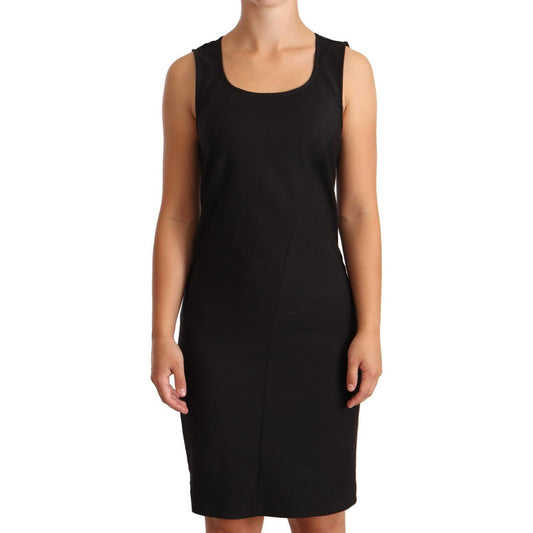 Patrizia Pepe Black Cotton Blend Sleeveless Knee Length Sheath Dress DR28328 - 42
