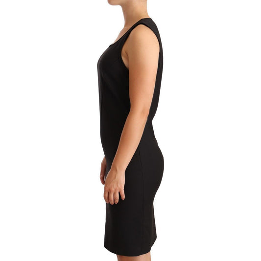 Patrizia Pepe Black Cotton Blend Sleeveless Knee Length Sheath Dress DR28328 - 42