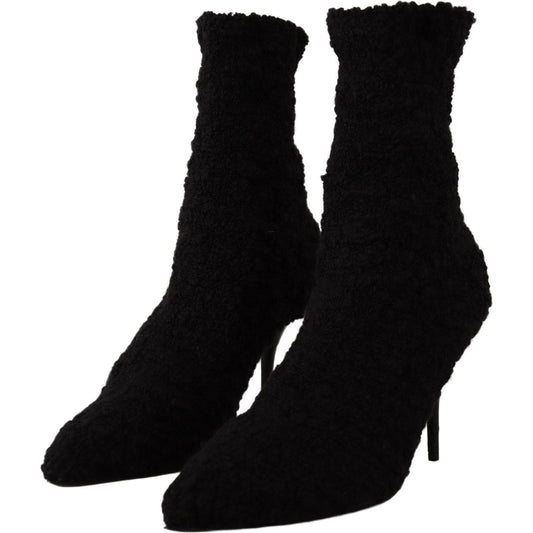 Dolce & Gabbana Black Stiletto Heels Mid Calf Women Boots LA9732- 40