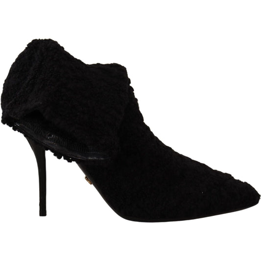 Dolce & Gabbana Black Stiletto Heels Mid Calf Women Boots LA9732- 40