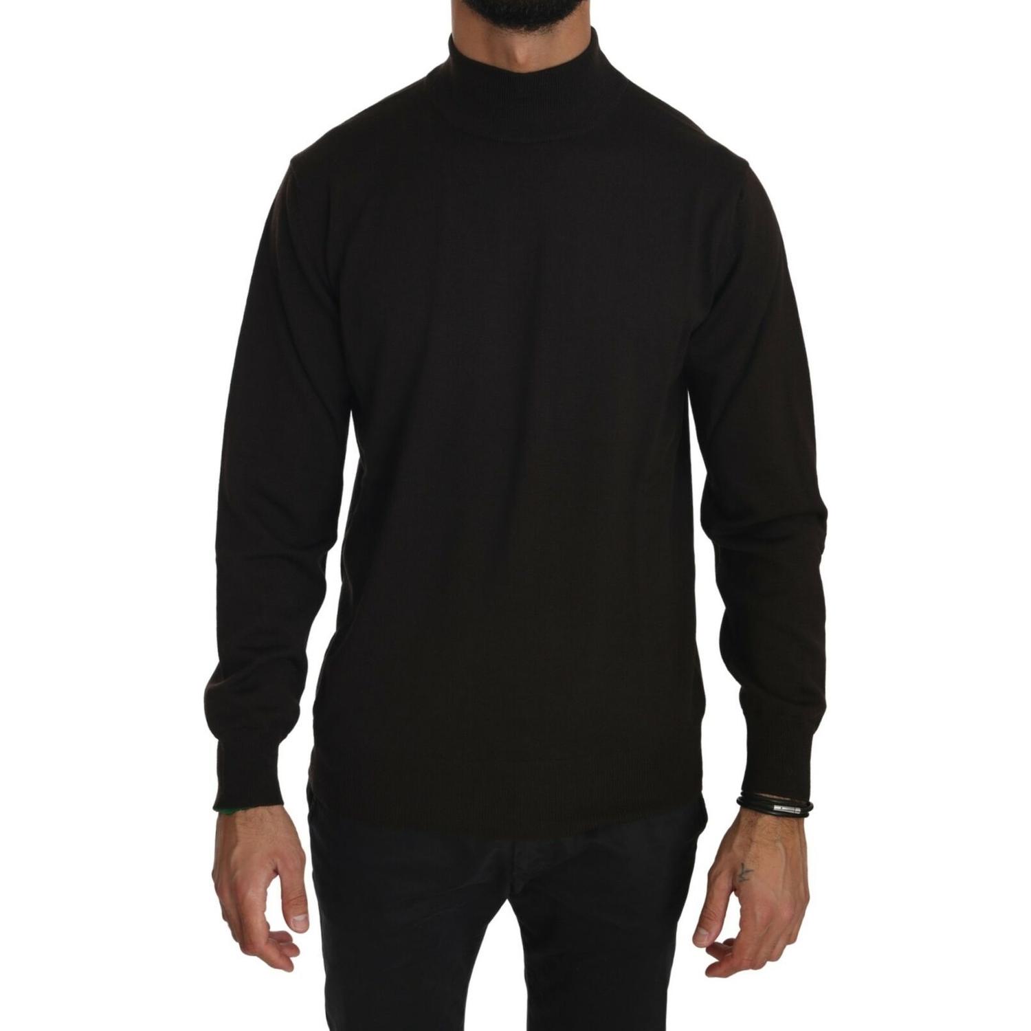 MILA SCHÖN Brown Turtle Neck Pullover Wool Sweater