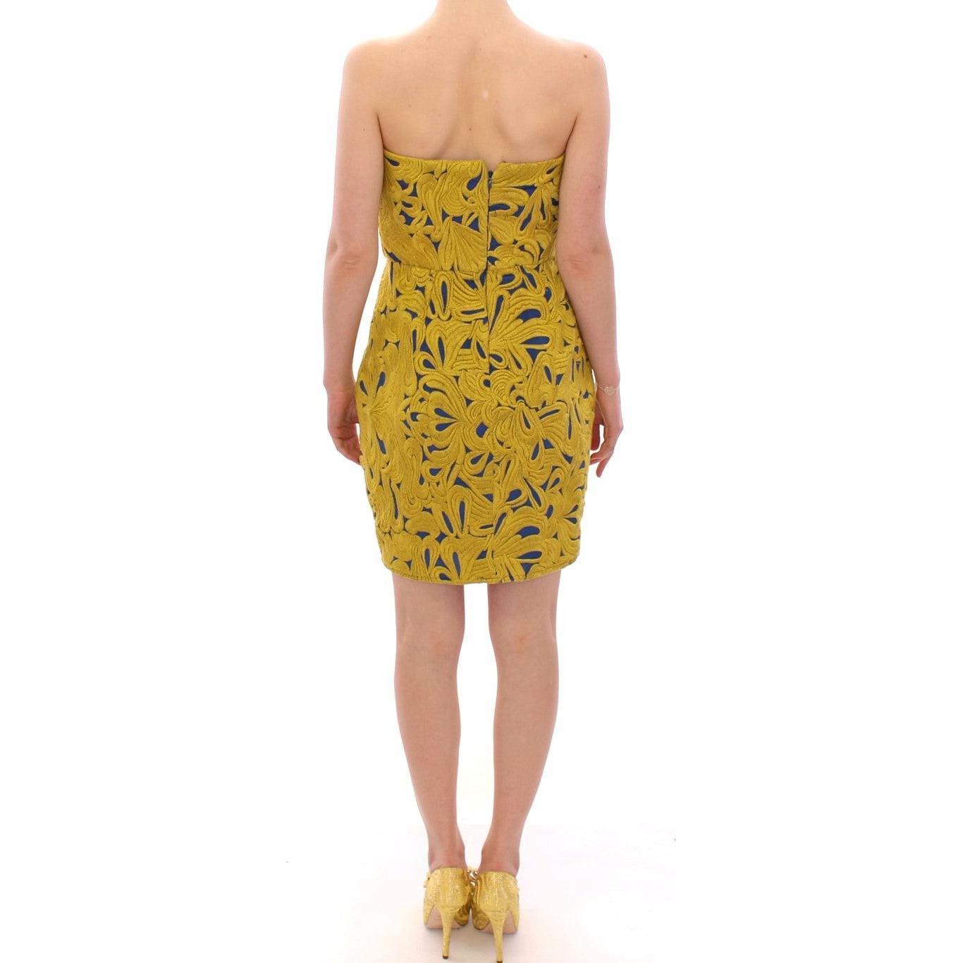 Sachin & Babi Blue Yellow Strapless Bubble Mini Shift Dress