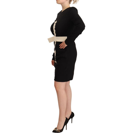 Givenchy Black Wool Long Sleeves Belted Mini Sheath Dress DR28363 - 40