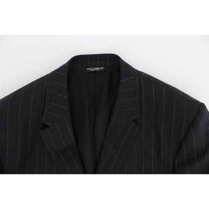 Dolce & Gabbana Gray Striped Slim Fit Wool Blazer
