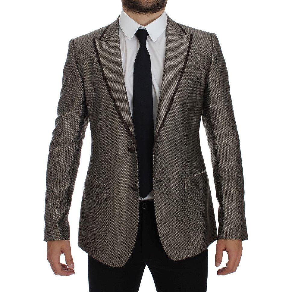 Dolce & Gabbana Brown Slim Fit Silk Two Button Blazer GTT10087-1
