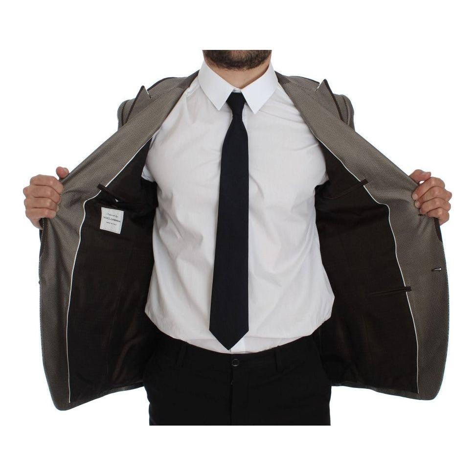 سترة أنيقة من الحرير باللون البني من دولتشي آند غابانا بقصة ضيقة ذات زرين