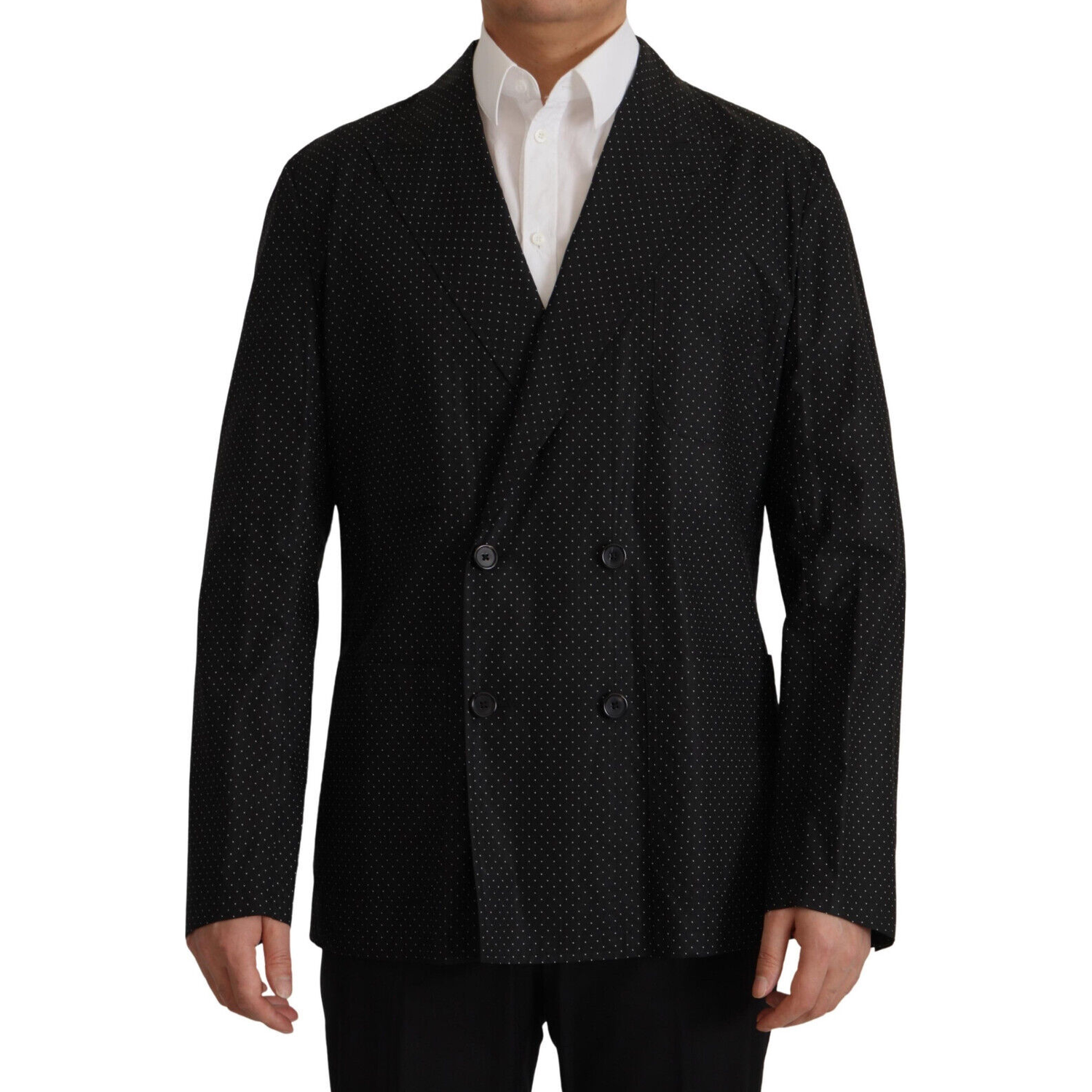 Dolce & Gabbana Black Polka Dotted Cotton Blazer Jacket