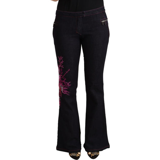 Exte Black Cotton Mid Waist Cotton Flared Jeans PAN71158 - 38