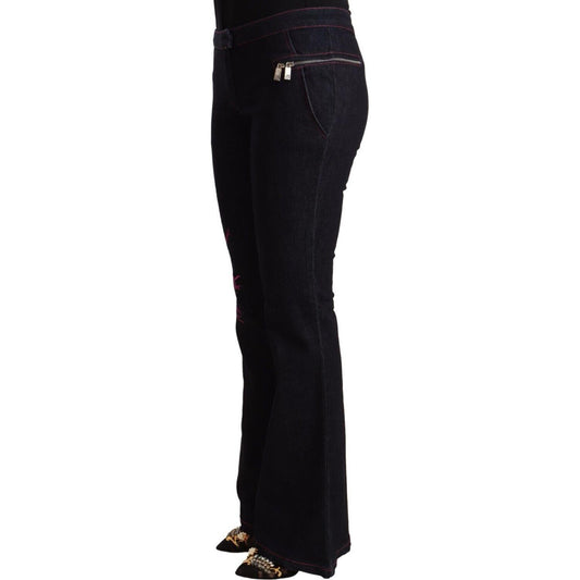 Exte Black Cotton Mid Waist Cotton Flared Jeans PAN71158 - 38