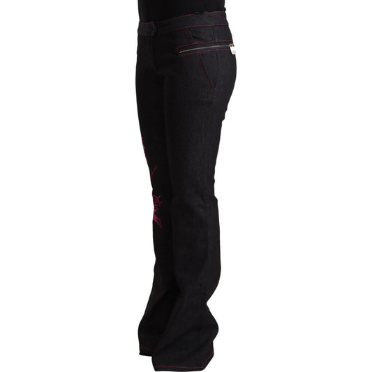Exte Black Cotton Stretch Mid Waist Cotton Flared Denim Jeans PAN71159 - 40
