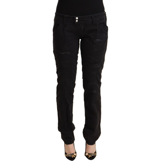 CYCLE Black Cotton Distressed Low Waist Slim Fit Denim Jeans PAN71164 - 31