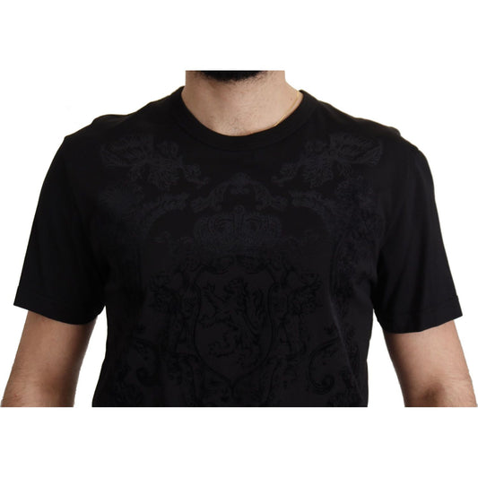 Dolce & Gabbana Black DG Baroque Cotton Crewneck T-shirt TSH7974- 52