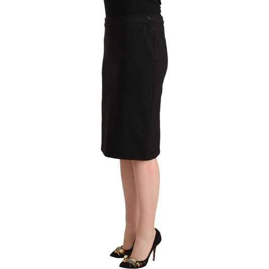 GF Ferre Black Straight Pencil Cut Knee Length Skirt PAN72187 - 36