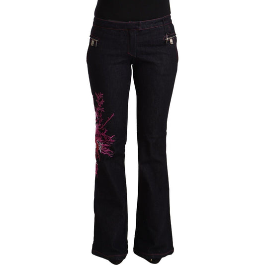 Exte Black Cotton Stretch Mid Waist Cotton Flared Denim Jeans PAN72210 - 42