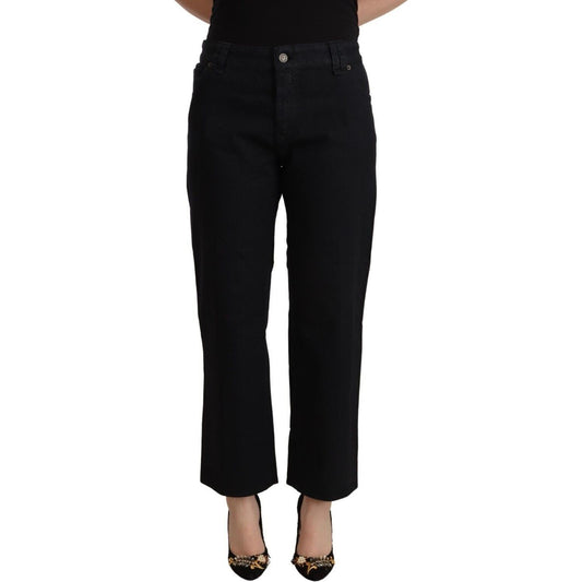 John Galliano Black Cotton Flared Cropped High Waist Denim Jeans PAN72221 - 30