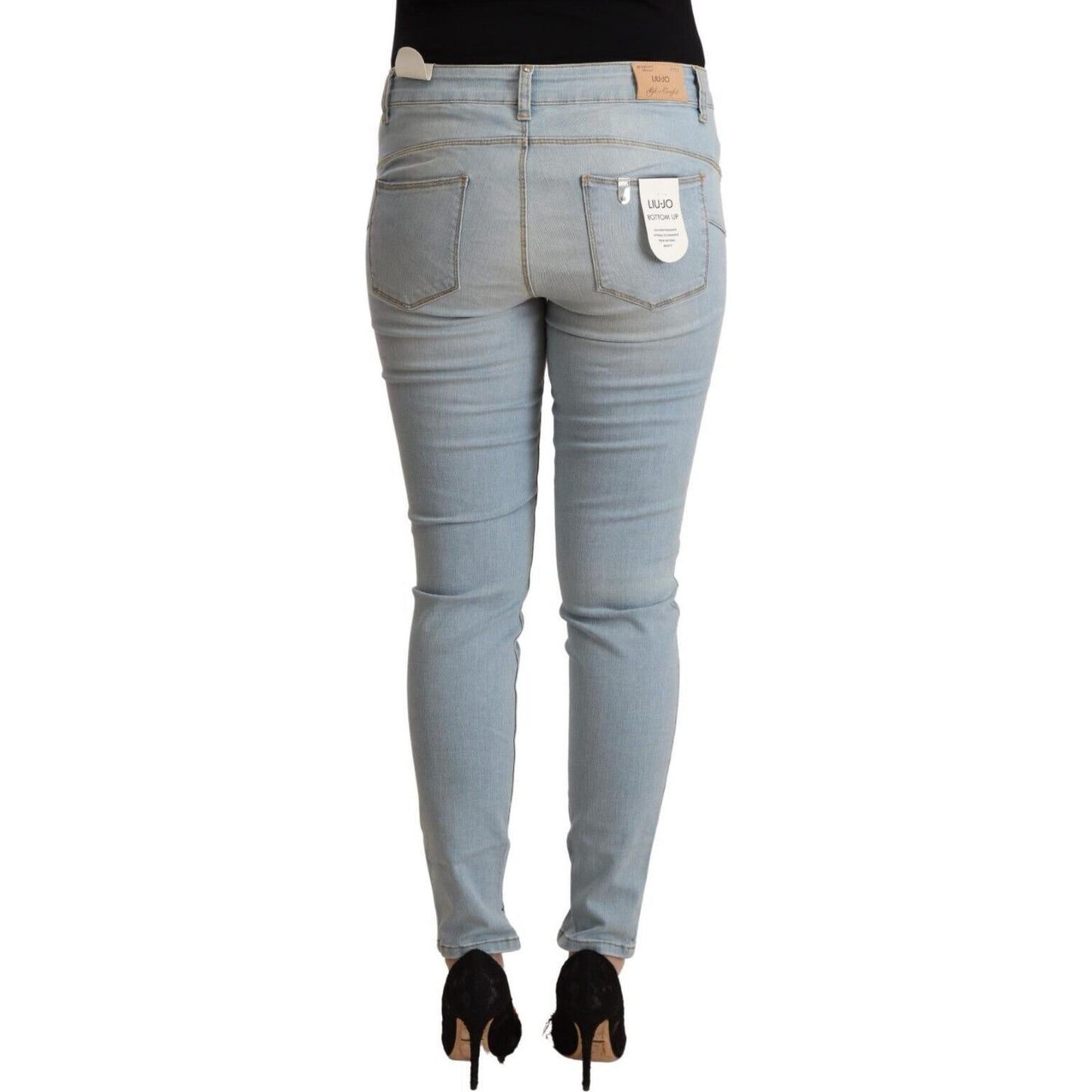 Liu Jo Light Blue Cotton Mid Waist Slim Fit Denim Jeans