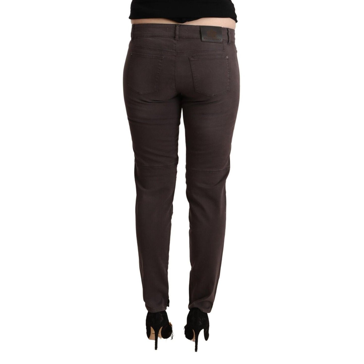 Ermanno Scervino Brown Cotton Low Waist Slim Fit Pants