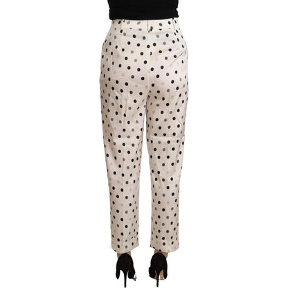 Ermanno Scervino White Polka Dotted High Waist Tapered Pants
