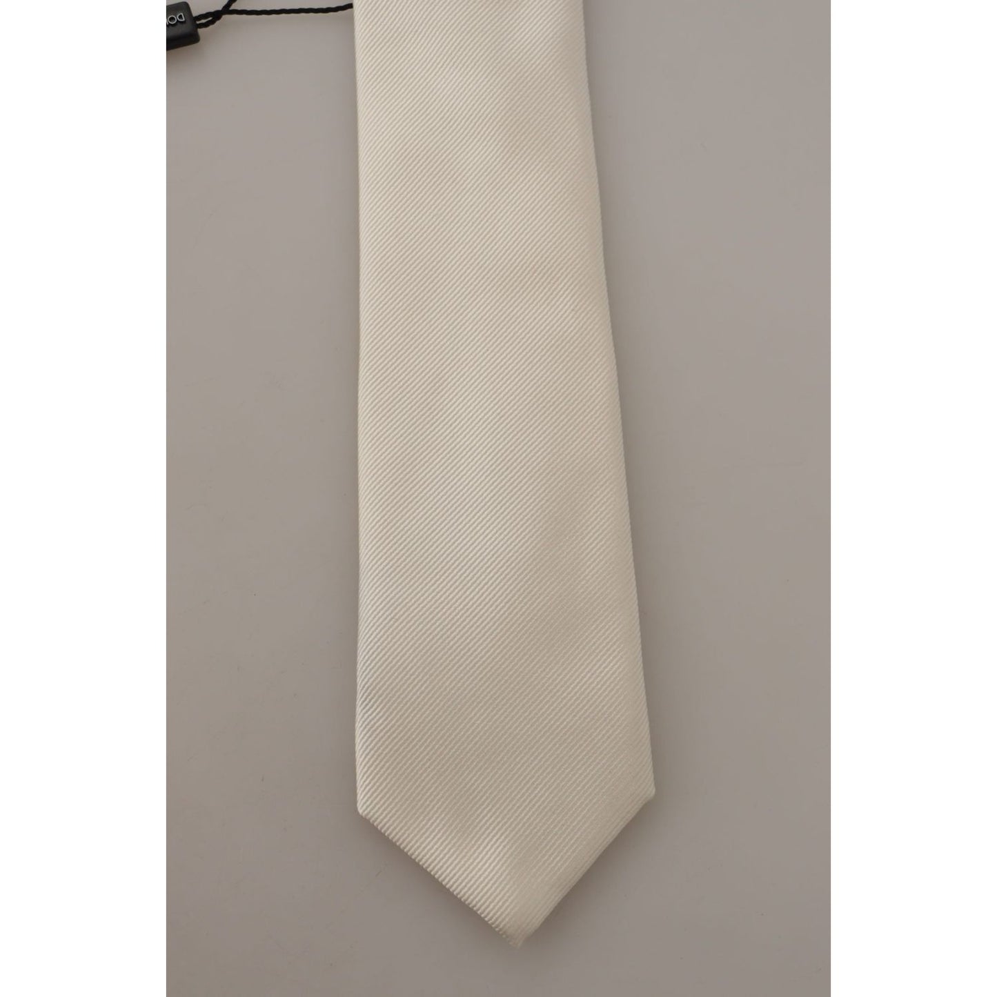 Dolce & Gabbana Off-White 100% Silk Slim Adjustable Accessory Necktie