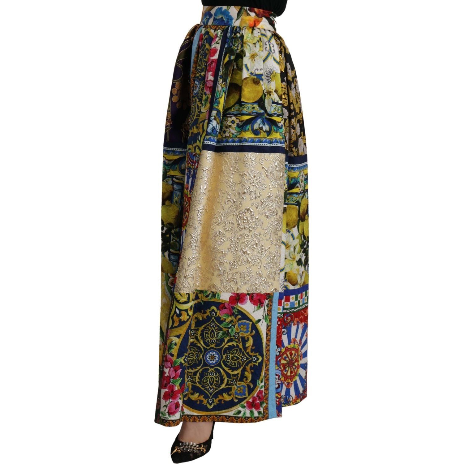 Dolce & Gabbana Multicolor Patchwork Sicily Long Maxi Skirt